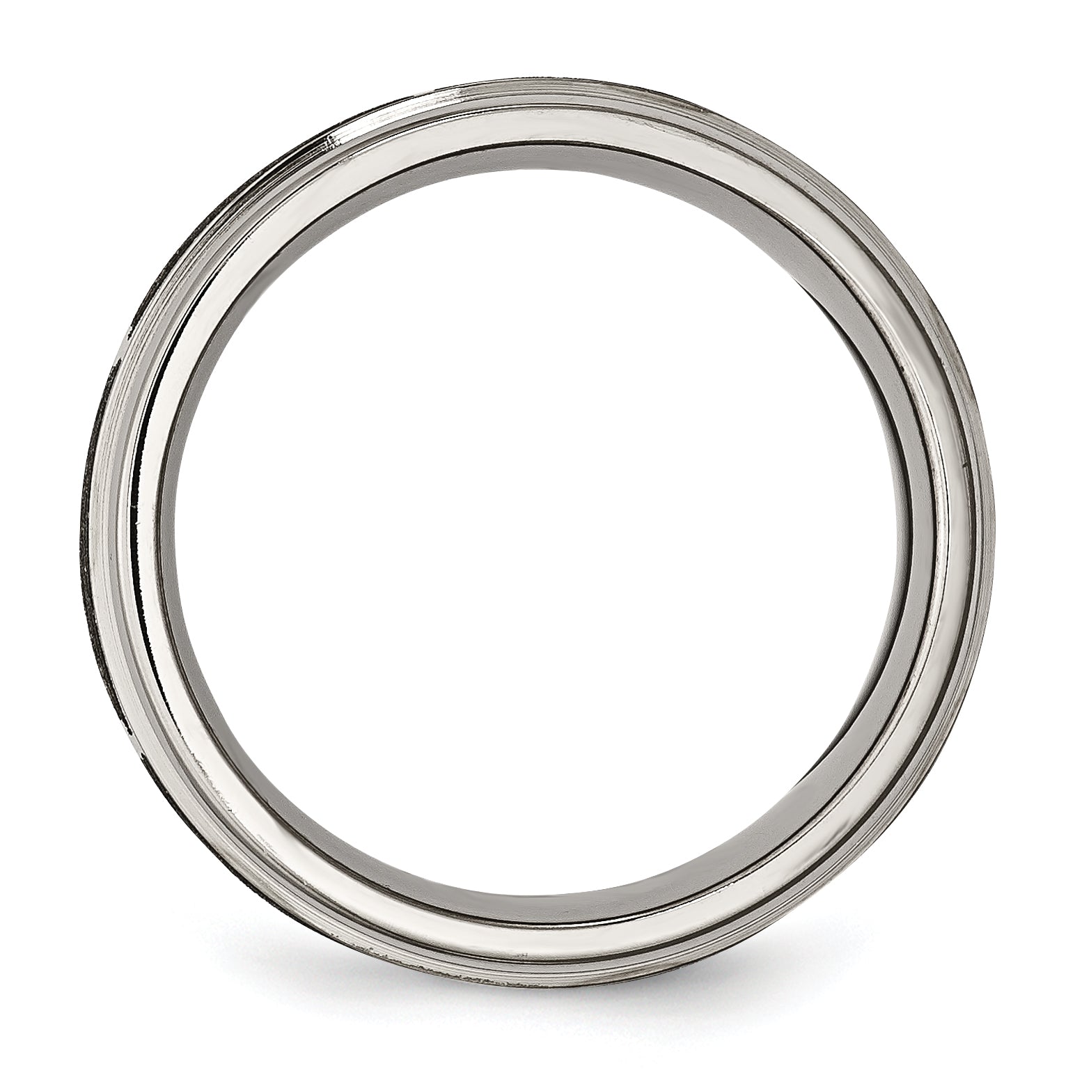 Titanium Ridged Edge Wedding Band with Laser Flame Design Secondary image