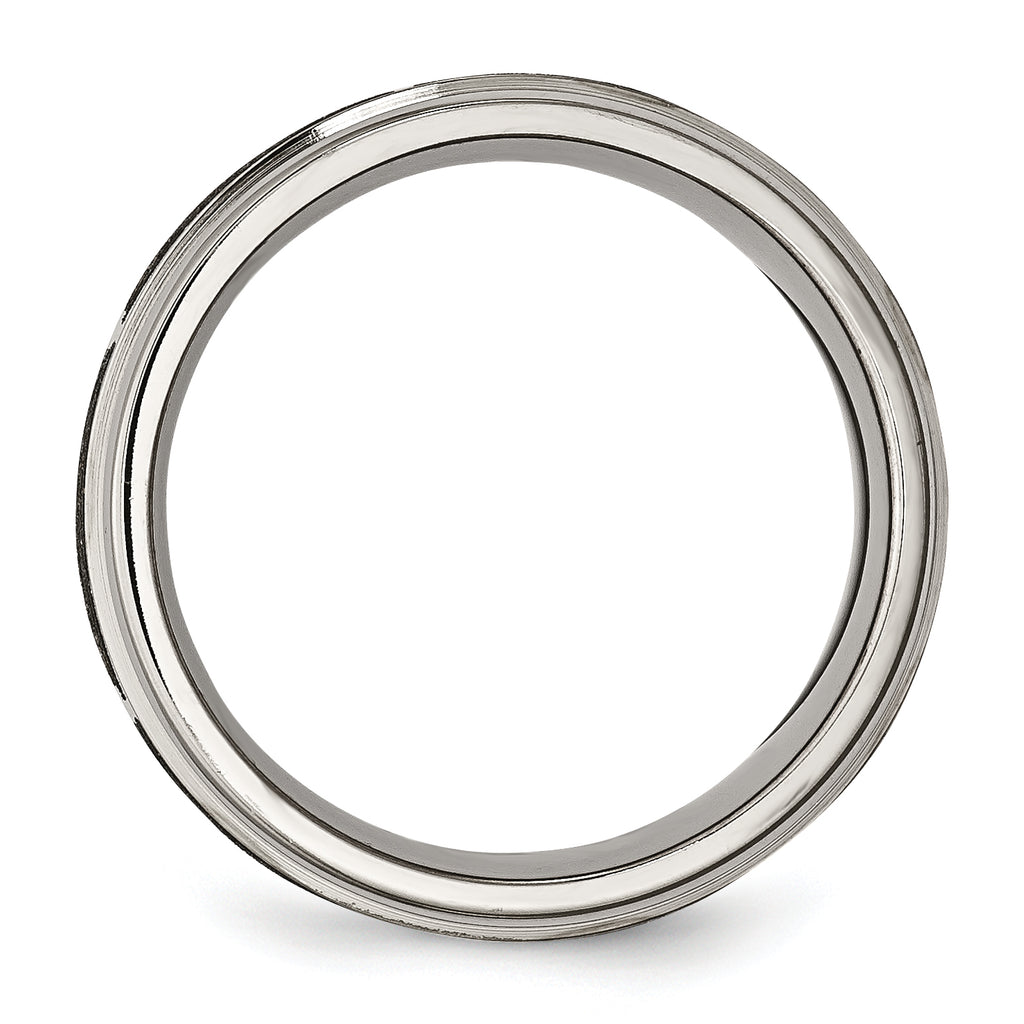 Titanium Ridged Edge Wedding Band with Laser Flame Design