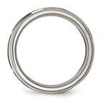 Titanium Ridged Edge Wedding Band with Laser Flame Design
