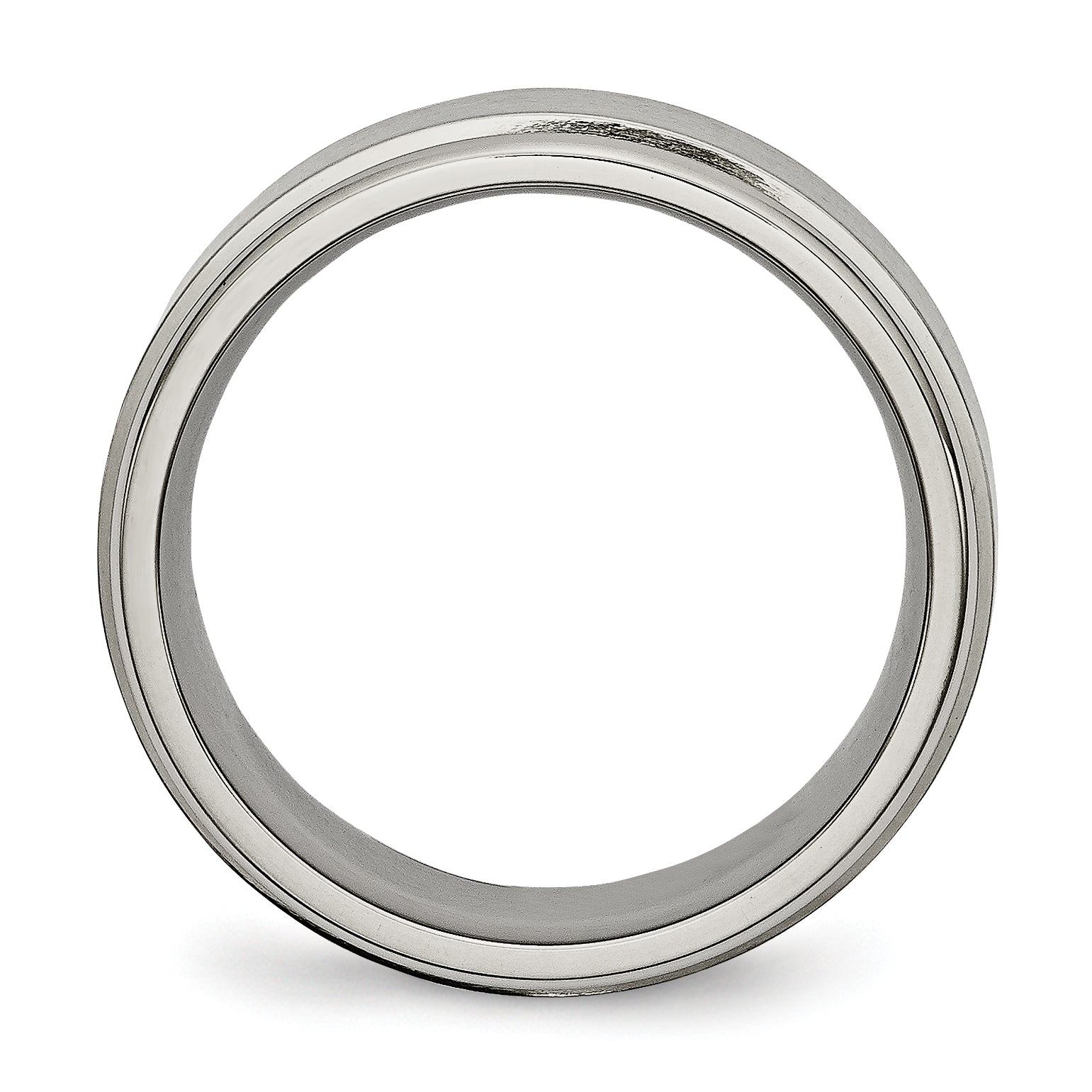 Titanium Unisex Wedding Band with Brushed Center and Ridged Edge