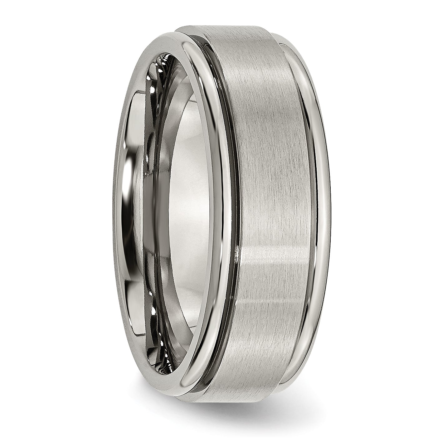 Titanium Unisex Wedding Band with Brushed Center and Ridged Edge