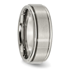 Titanium Unisex Wedding Band with Brushed Center and Ridged Edge