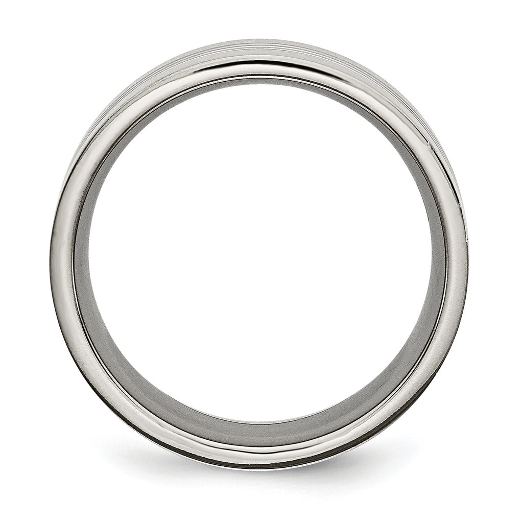 Grooved Wedding Band in Titanium, 9mm