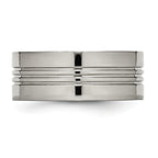 Grooved Wedding Band in Titanium, 9mm