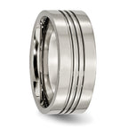 Grooved Wedding Band in Titanium, 9mm