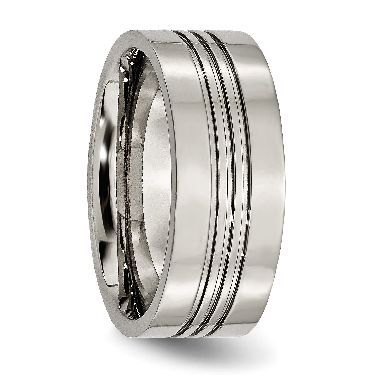 Grooved Wedding Band in Titanium, 9mm