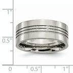 Grooved Wedding Band in Titanium, 9mm
