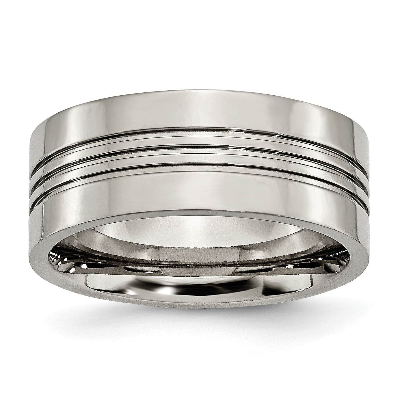 Titanium Grooved 9mm Polished Band Main image