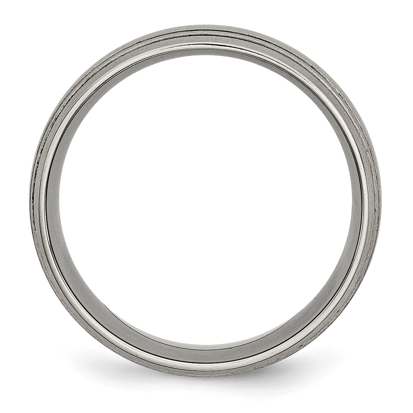 Grooved Wedding Band in Titanium, 8mm Brushed Center Secondary image