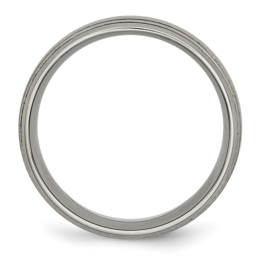 Grooved Wedding Band in Titanium, 8mm Brushed Center