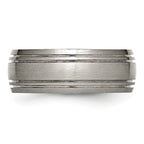 Grooved Wedding Band in Titanium, 8mm Brushed Center