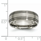 Grooved Wedding Band in Titanium, 8mm Brushed Center