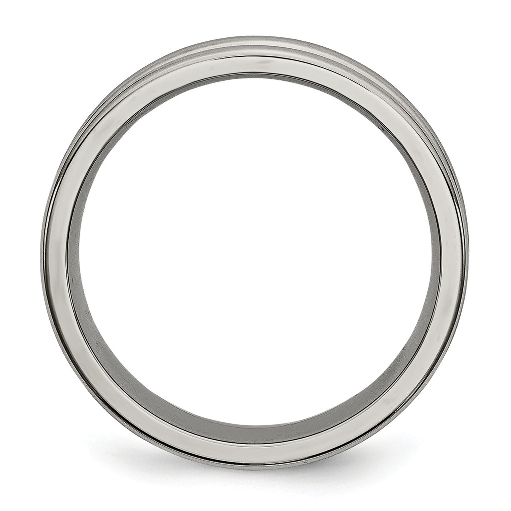 Grooved & Beaded Wedding Band in Titanium, 6mm