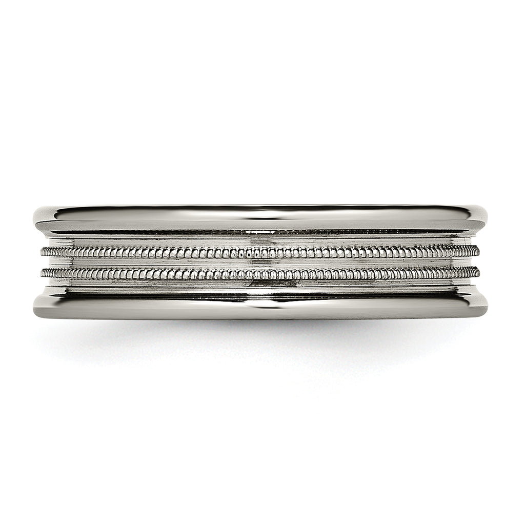 Grooved & Beaded Wedding Band in Titanium, 6mm