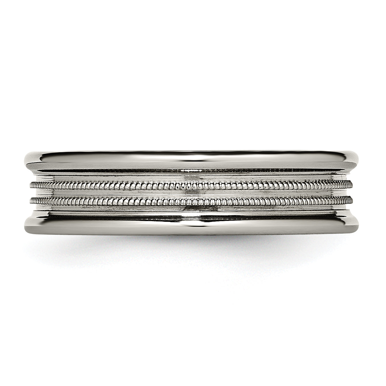 Grooved & Beaded Wedding Band in Titanium, 6mm