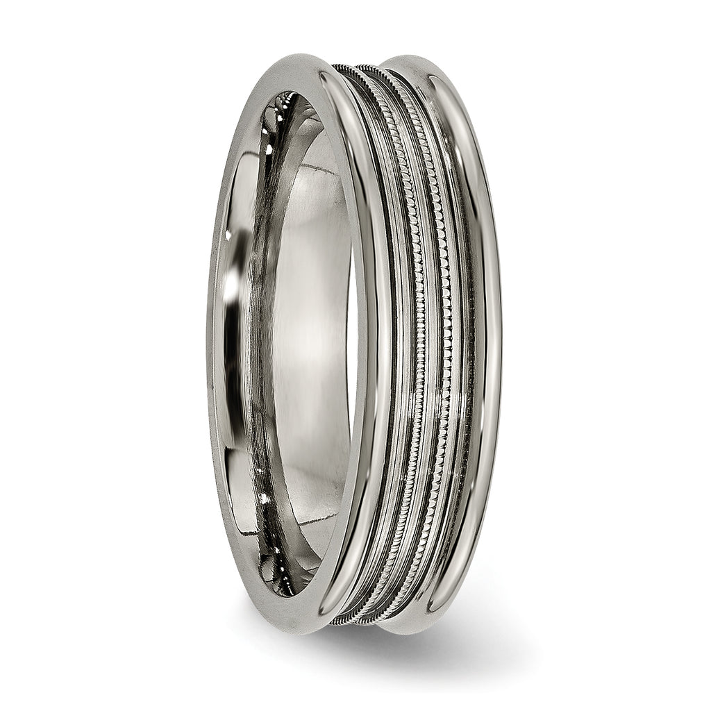 Grooved & Beaded Wedding Band in Titanium, 6mm