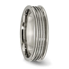 Grooved & Beaded Wedding Band in Titanium, 6mm