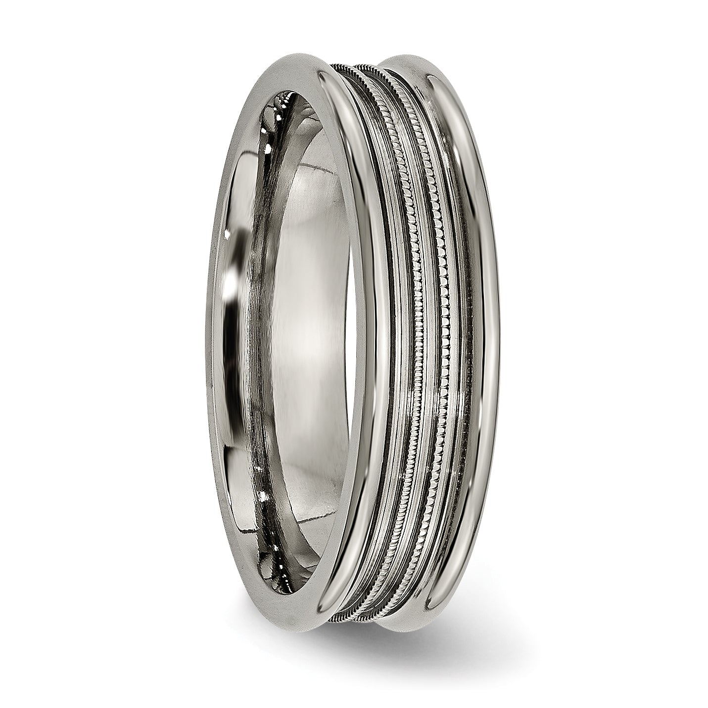 Grooved & Beaded Wedding Band in Titanium, 6mm