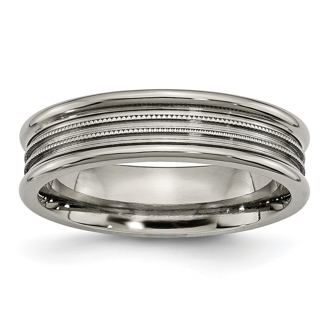 Titanium Grooved and Beaded 6mm Polished Band Main image