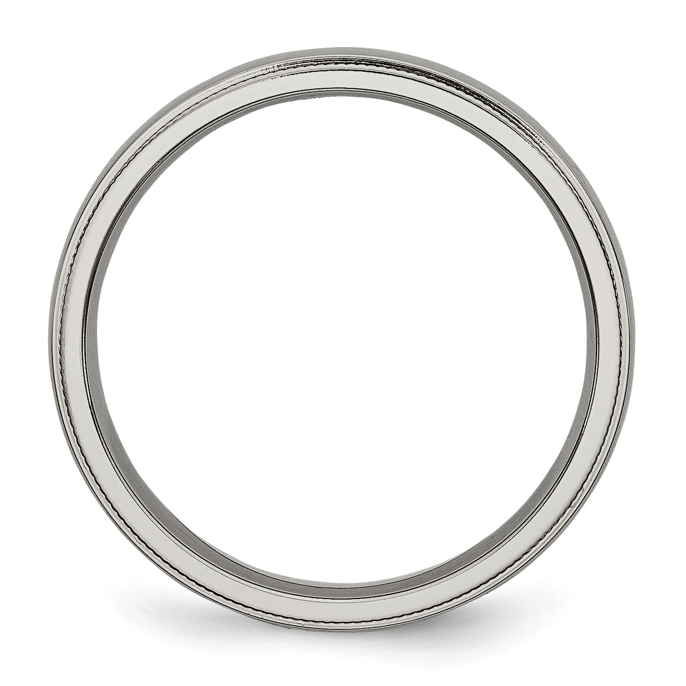 Grooved & Beaded Edge Wedding Band in Titanium, 4mm Secondary image