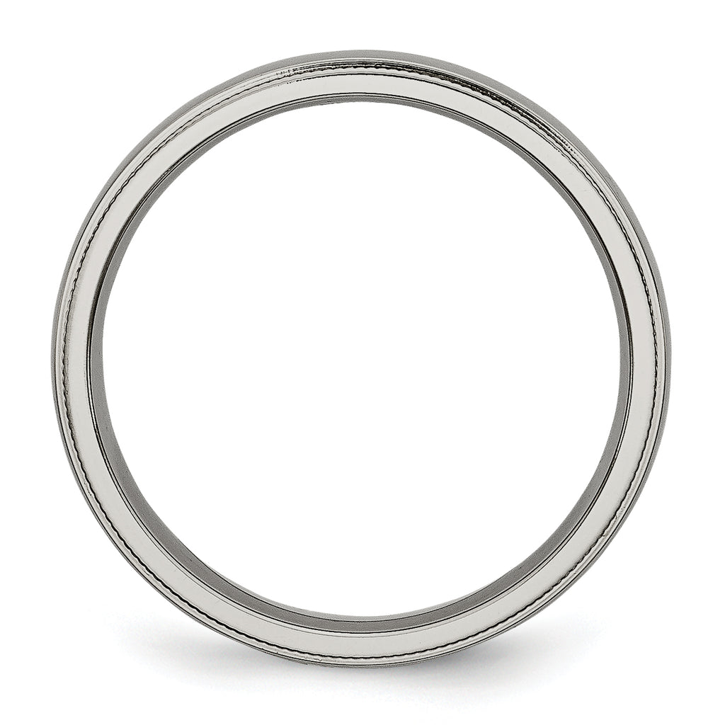 Grooved & Beaded Edge Wedding Band in Titanium, 4mm