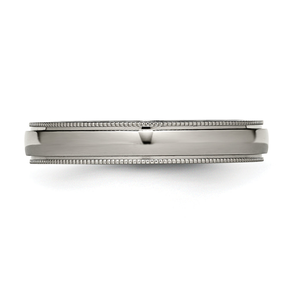 Grooved & Beaded Edge Wedding Band in Titanium, 4mm