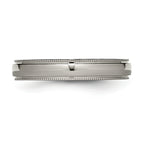 Grooved & Beaded Edge Wedding Band in Titanium, 4mm