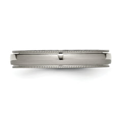 Titanium Polished 4mm Grooved and Beaded Edge Band