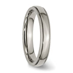 Grooved & Beaded Edge Wedding Band in Titanium, 4mm