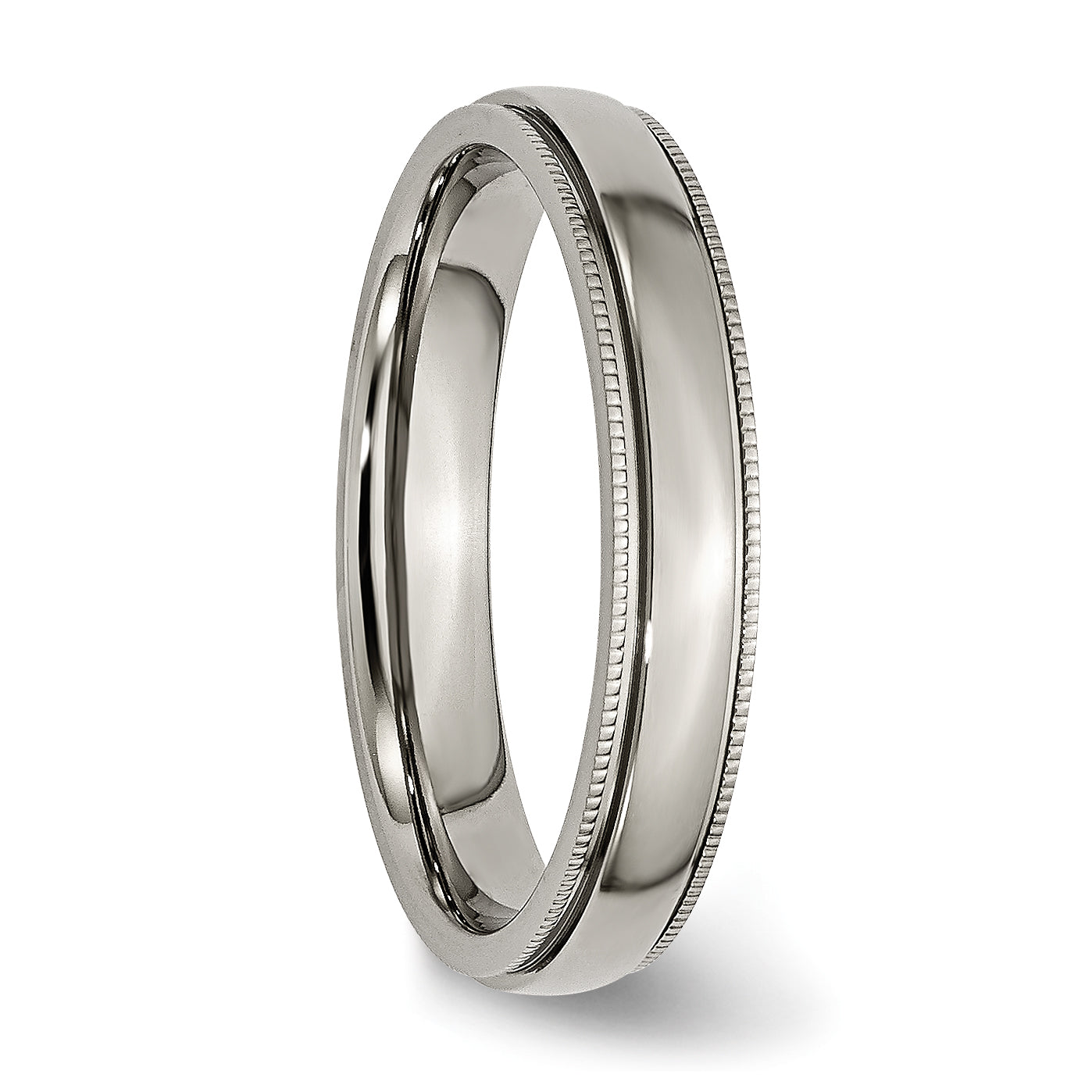 Grooved & Beaded Edge Wedding Band in Titanium, 4mm