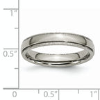 Grooved & Beaded Edge Wedding Band in Titanium, 4mm