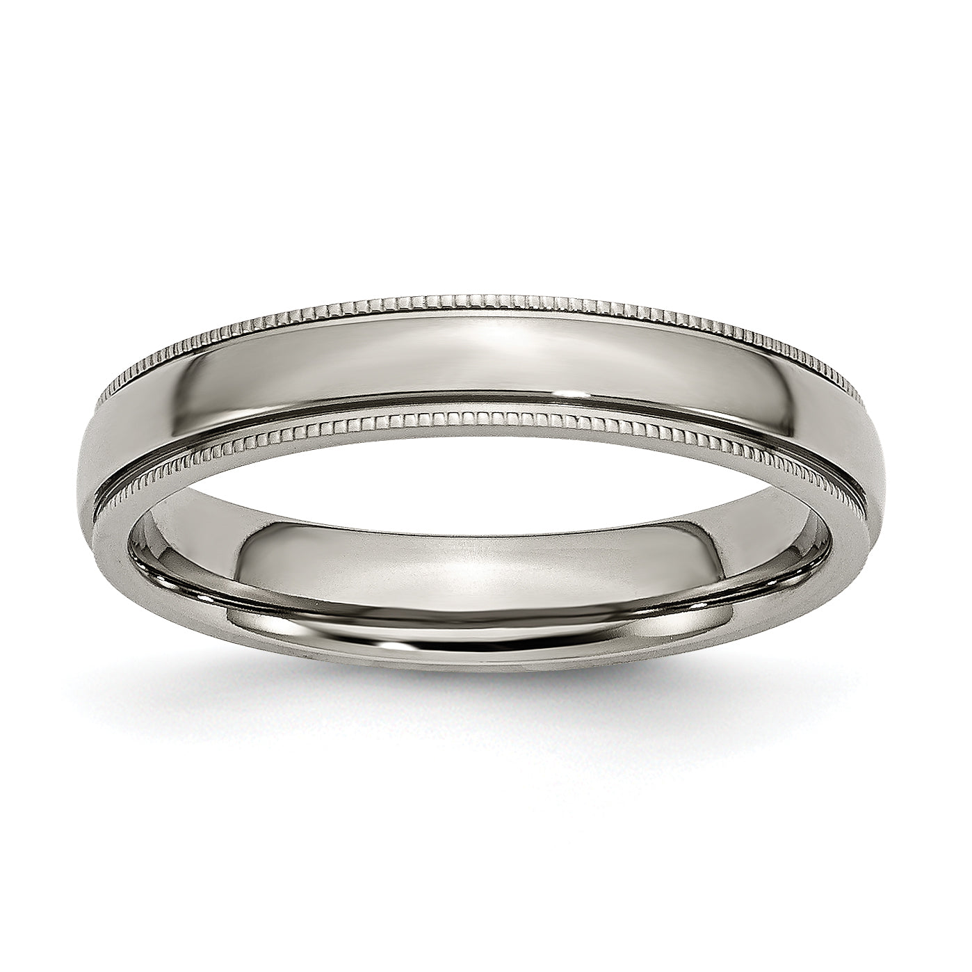 Titanium Polished 4mm Grooved and Beaded Edge Band Main image