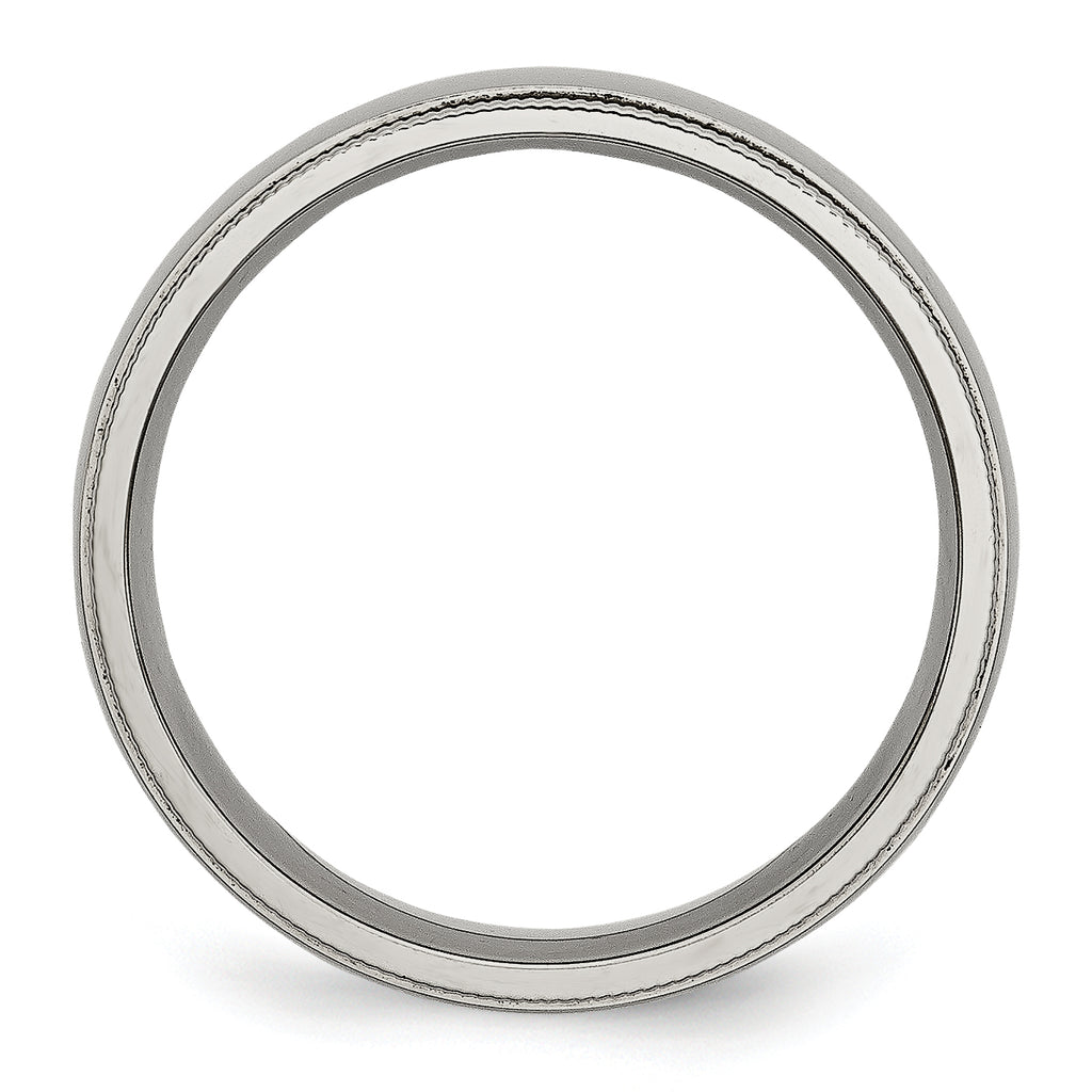 Grooved & Beaded Edge Wedding Band in Titanium, 6mm