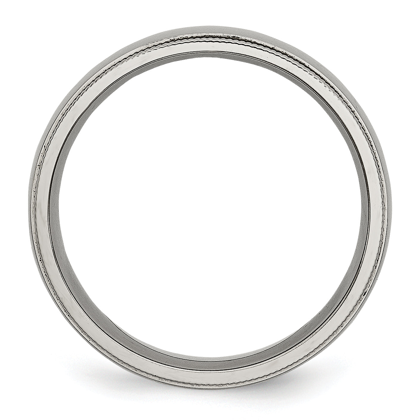 Grooved & Beaded Edge Wedding Band in Titanium, 6mm