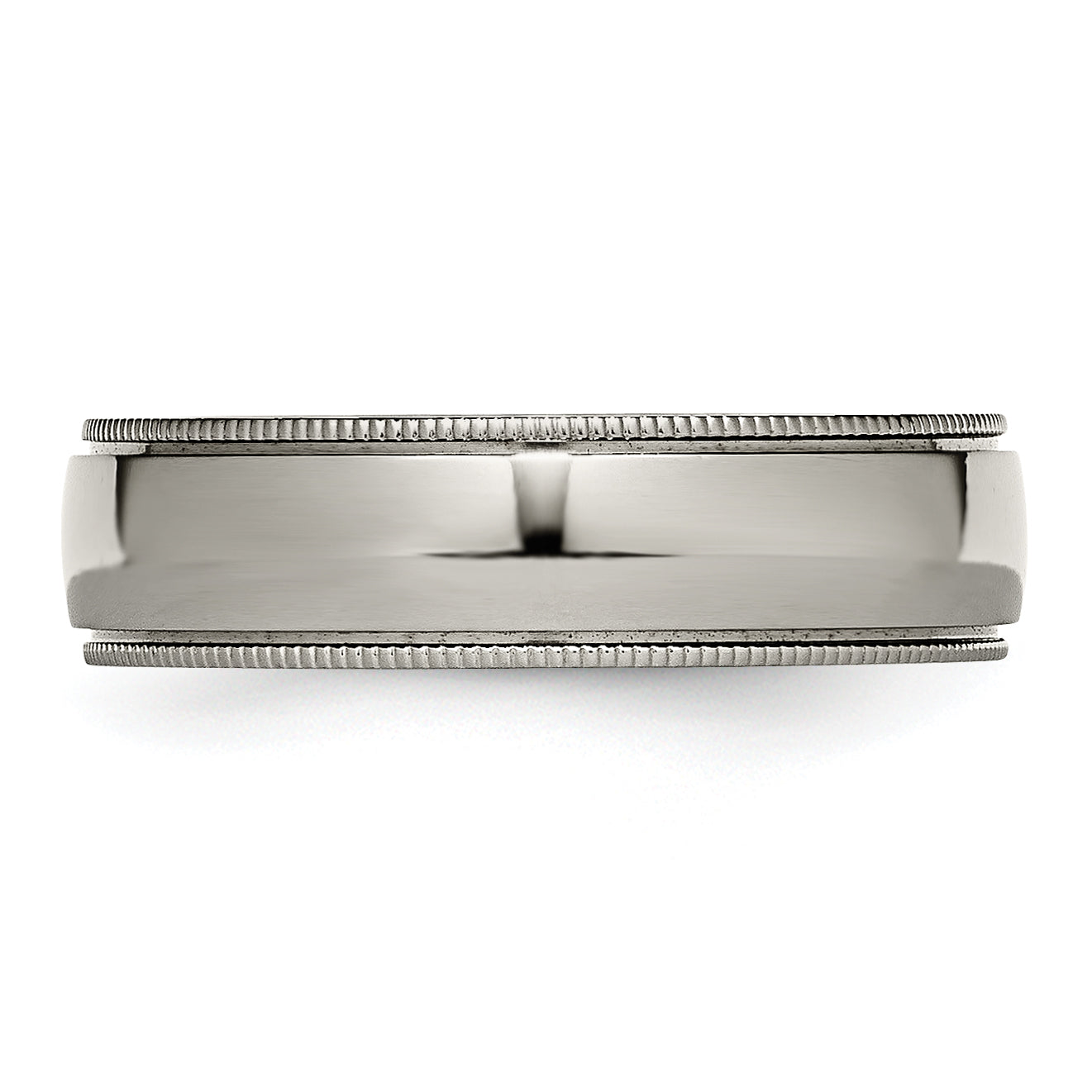 Titanium Unisex Grooved Wedding Band with Polished Beaded Edge