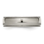 Grooved & Beaded Edge Wedding Band in Titanium, 6mm