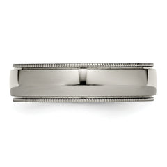 Titanium Unisex Grooved Wedding Band with Polished Beaded Edge