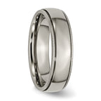 Grooved & Beaded Edge Wedding Band in Titanium, 6mm