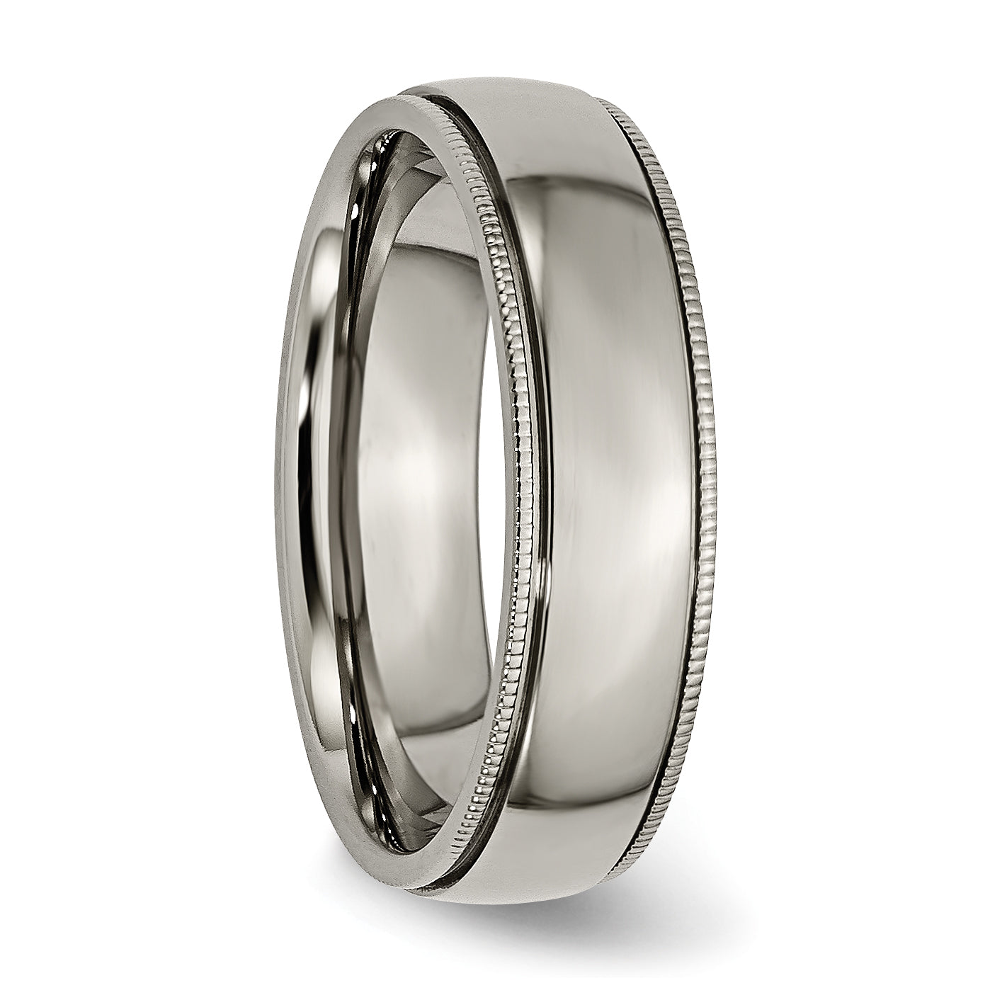 Grooved & Beaded Edge Wedding Band in Titanium, 6mm
