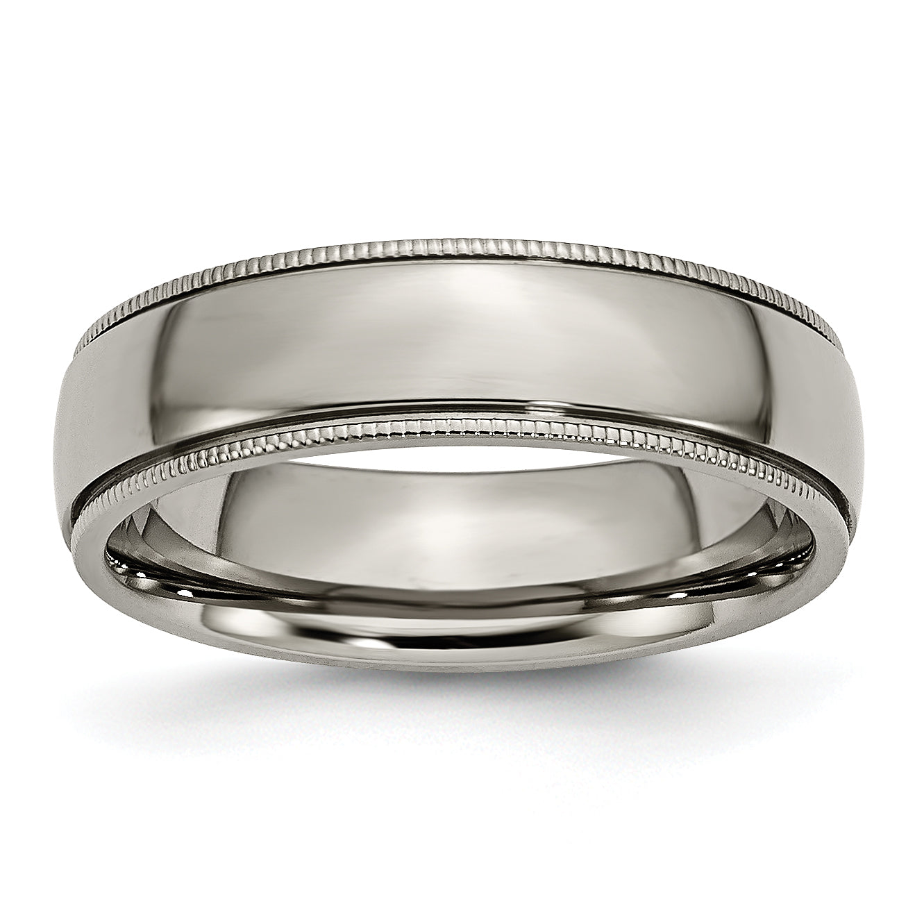 Titanium Polished 6mm Grooved and Beaded Edge Band Main image