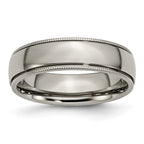Titanium Polished 6mm Grooved and Beaded Edge Band