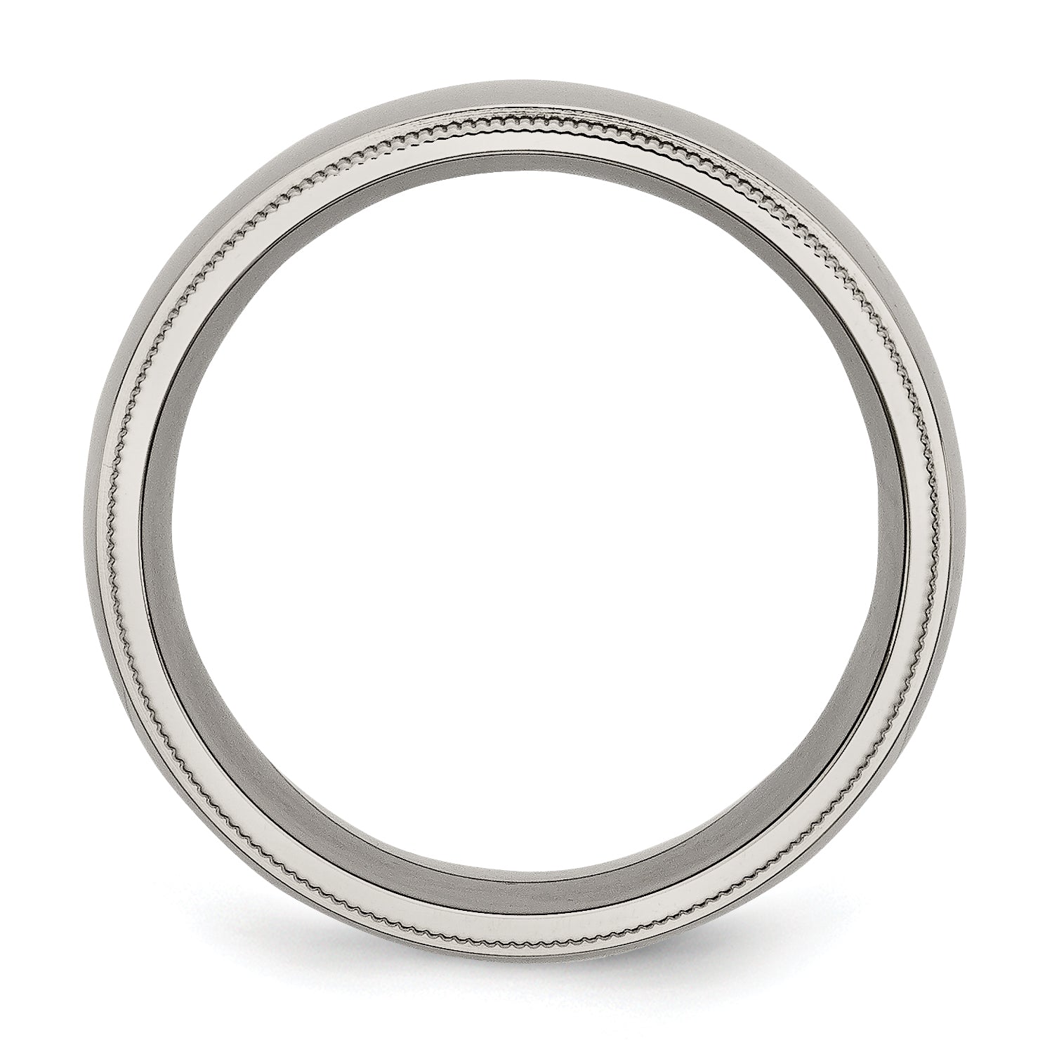 Grooved & Beaded Edge Wedding Band in Titanium, 8mm Secondary image