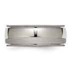Grooved & Beaded Edge Wedding Band in Titanium, 8mm