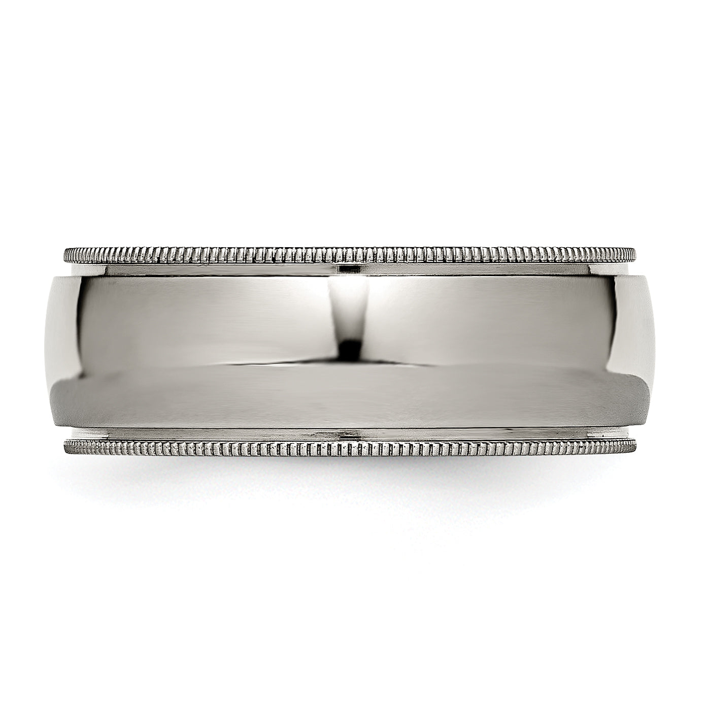 Grooved & Beaded Edge Wedding Band in Titanium, 8mm