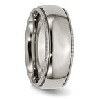Grooved & Beaded Edge Wedding Band in Titanium, 8mm