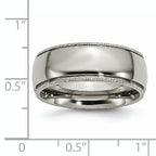 Grooved & Beaded Edge Wedding Band in Titanium, 8mm
