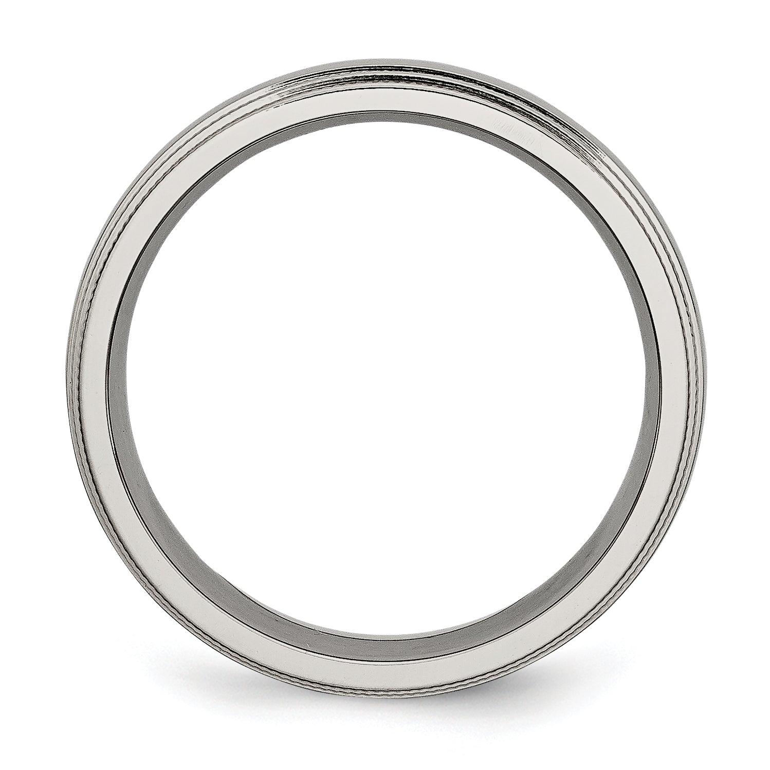 Grooved & Beaded Edge Wedding Band in Titanium, 6mm Secondary image