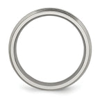 Grooved & Beaded Edge Wedding Band in Titanium, 6mm