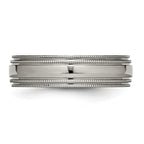 Grooved & Beaded Edge Wedding Band in Titanium, 6mm