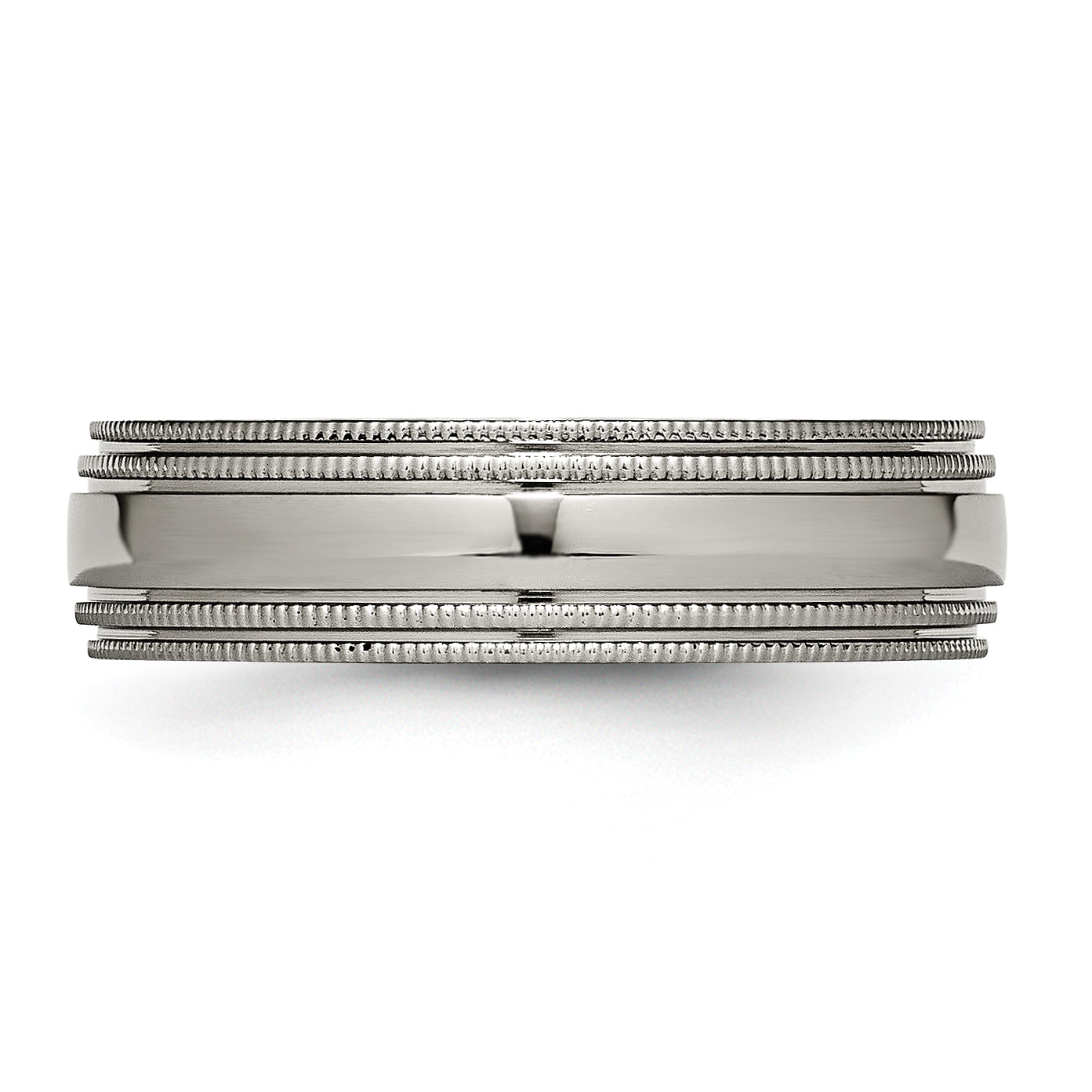 Grooved & Beaded Edge Wedding Band in Titanium, 6mm